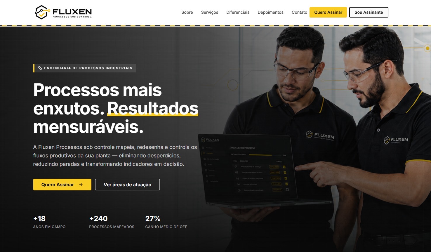 Interface do sistema Fluxen