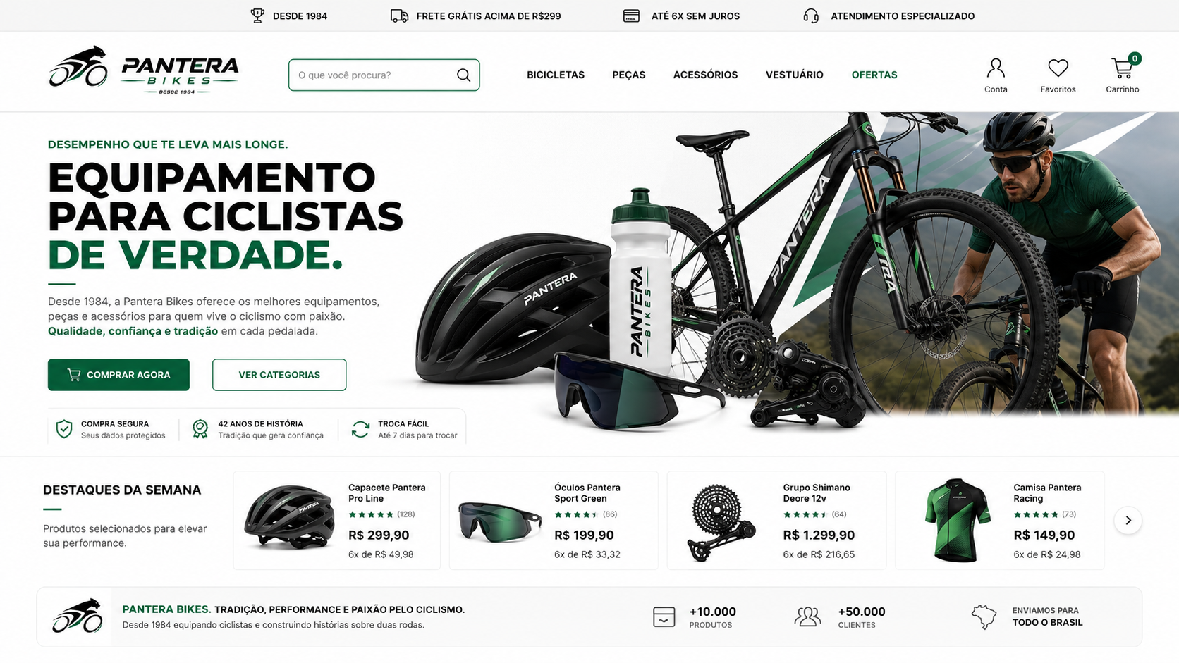 Home do e-commerce da Pantera Bikes